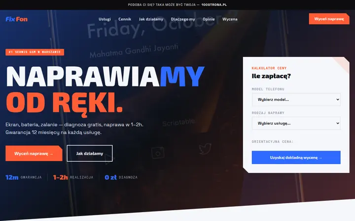 Przykładowa strona internetowa — Serwis GSM / telefony: FixFon