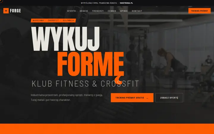 Przykładowa strona internetowa — Klub fitness / crossfit: Forge