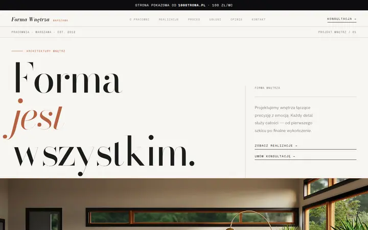 Przykładowa strona internetowa — Architekt wnętrz: Forma Wnętrza