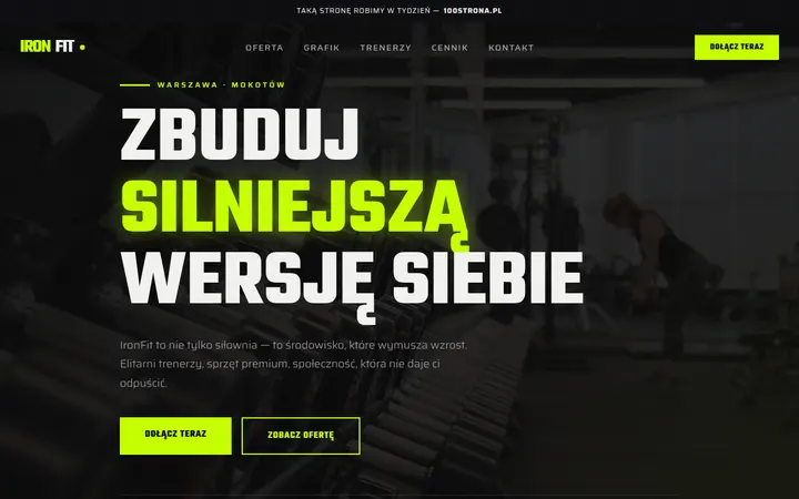 Przykładowa strona internetowa — Siłownia / trener personalny: IronFit