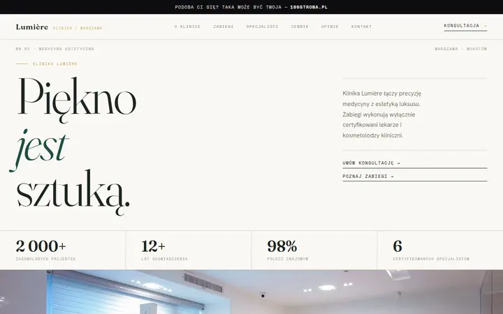 Przykładowa strona internetowa — Medycyna estetyczna: Klinika Lumière