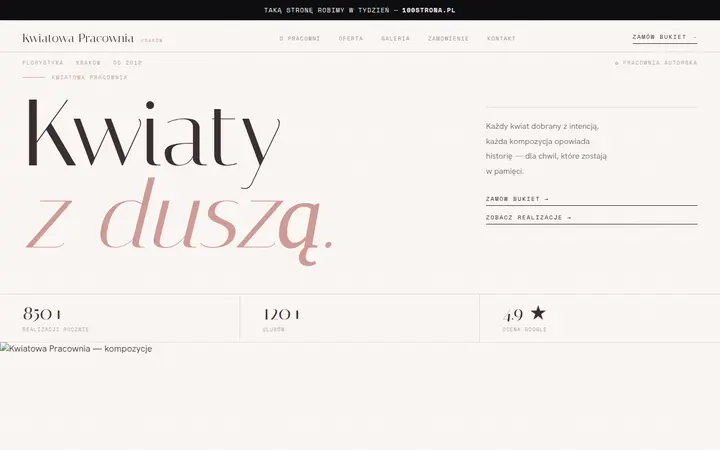 Przykładowa strona internetowa — Kwiaciarnia / florystyka: Kwiatowa Pracownia