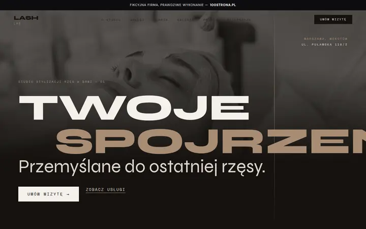 Przykładowa strona internetowa — Studio rzęs i brwi: Lash Lab