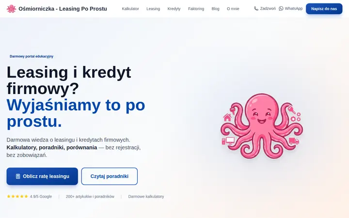 Przykładowa strona internetowa — Finanse i leasing: Leasing po prostu
