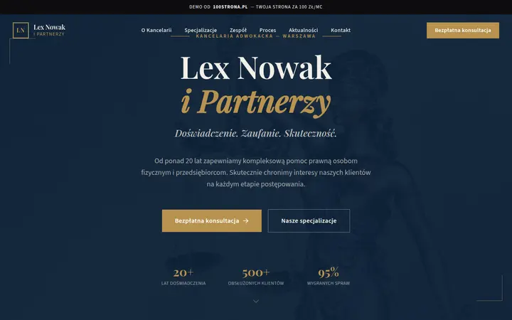 Przykładowa strona internetowa — Kancelaria prawna: Lex Nowak i Partnerzy