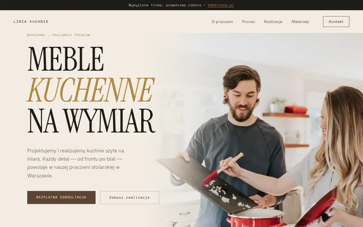 Przykładowa strona internetowa — Kuchnie na wymiar: Linia Kuchnie