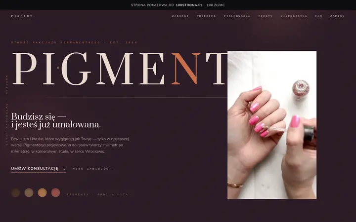 Przykładowa strona internetowa — Makijaż permanentny / PMU: PIGMENT
