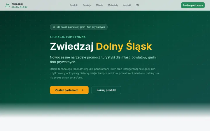 Przykładowa strona internetowa — Turystyka / aplikacja: Zwiedzaj Dolny Śląsk