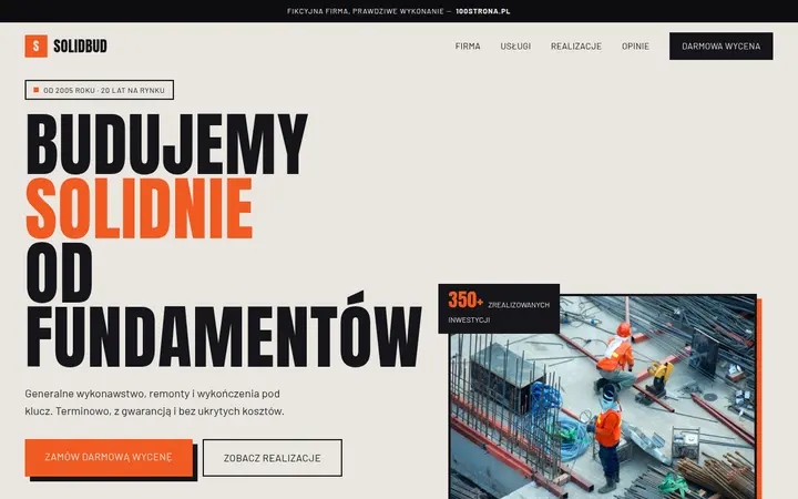Przykładowa strona internetowa — Firma budowlana: SolidBud