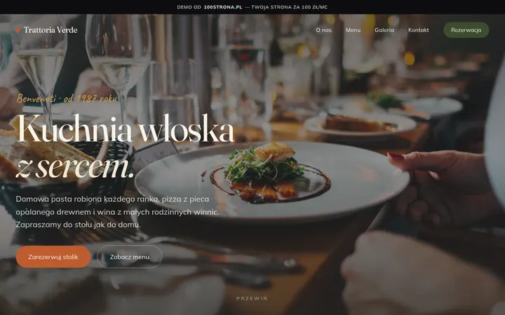 Przykładowa strona internetowa — Restauracja: Trattoria Verde