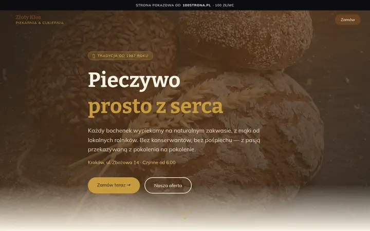 Przykładowa strona internetowa — Piekarnia rzemieślnicza: Piekarnia Złoty Kłos